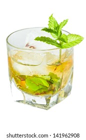 Classic Kentucky Derby Cocktail The Mint Julep Isolated On A White Background