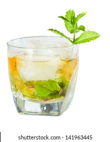 Classic Kentucky Derby Cocktail The Mint Julep Isolated On A White Background