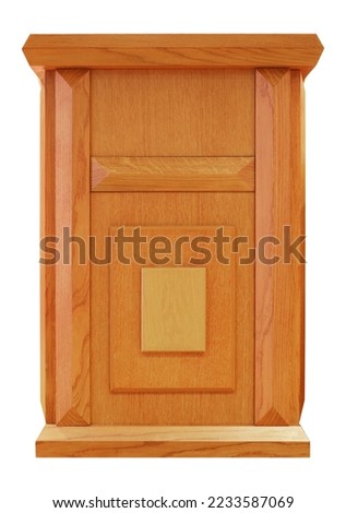 Classic lectern reading desk standing podium isolated on white background. Speaking rostrum equipment concept