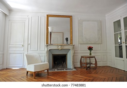 Classic Living Room In A Old Apartment In Paris