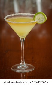 Classic Margarita Served Chilled In A Martini Glass With A Float Of Orange Liqueur