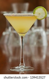 Classic Margarita Served Chilled In A Martini Glass With A Float Of Orange Liqueur