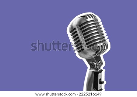 Classic modern microphone on colored background
