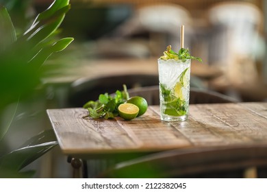 classic mojito cocktail with rum, lime and fresh mint