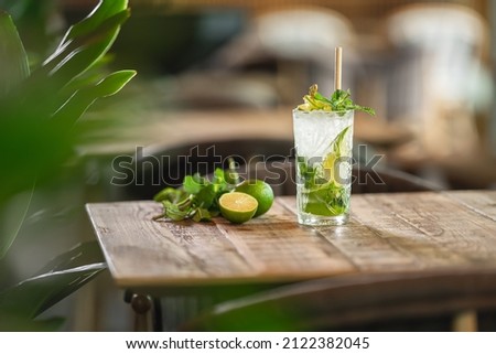 classic mojito cocktail with rum, lime and fresh mint