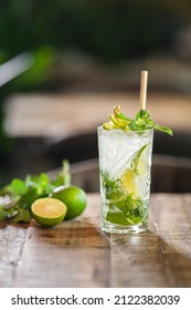 Classic Mojito, Virgin Mojito, Classic Cocktail With Rum, Lime And Mint