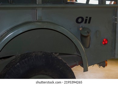 Classic Old Off-road Car Tank With Oil Tank With Padlock