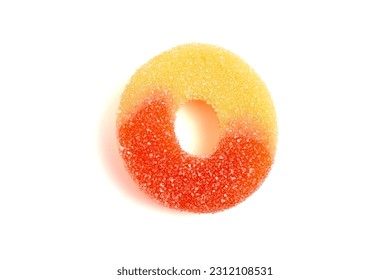Classic Peach Ring Candies Isolated on a White Background - Shutterstock ID 2312108531