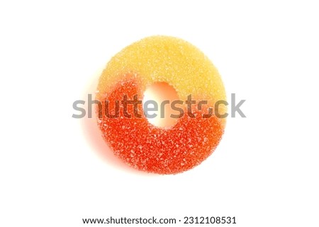 Classic Peach Ring Candies Isolated on a White Background