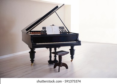 Classic Piano In Empty Room