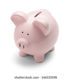 Classic Pig Bank, Isolated On White A Background.