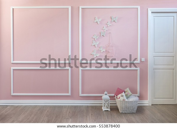 Classic Pink Frame Wall Empty Interior Royalty Free Stock