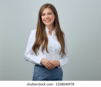 Classic Portrait Of Young Business Woman. Isolated Studio Portrait.
