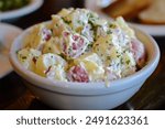 classic potato salad cream and mayonnaise dressing onions chives 