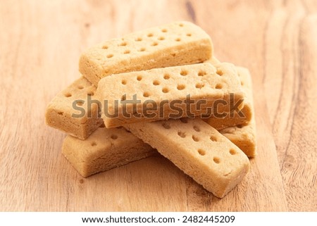 Classic Rectangular Butter Shortbread on a Wood Table