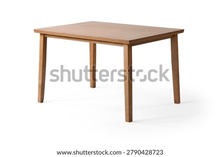 Classic rectangular wooden dining table crafted from light oak wood with tapered legs, isolated on a white background.