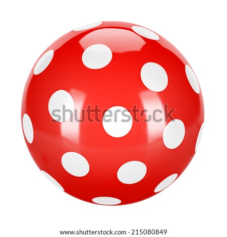 A classic red ball with white dots, traditional children's games. Air-filled, elastic ball.