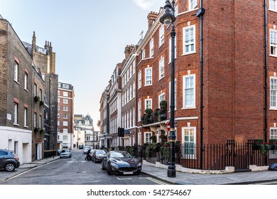 Classic red brick building in Mayfair, London