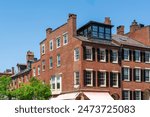 Classic red brick multi-story residential buildings in Boston, Massachusetts, USA