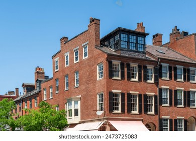 Classic red brick multi-story residential buildings in Boston, Massachusetts, USA - Powered by Shutterstock