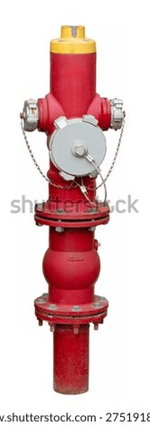Classic red fire hydrant isolated. Bright red fire hydrant on a transparent