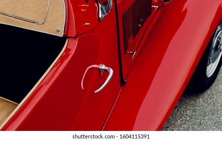 A Classic Red Hot Rod Vintage Car. 