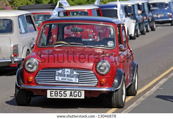 Classic red Mini taken at the annual London to\
Brighton Mini Run