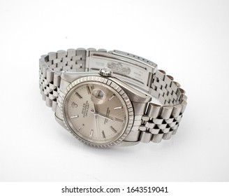 Classic Rolex Wrist Watch Isolated In White Background. 13 February 2020. Malang, Indonesia. 