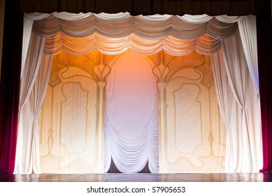 Classic Scenography With Curtains In Old Theater