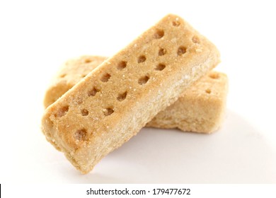 Classic Shortbread Finger Biscuits On White Surface