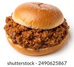 Classic Sloppy Joe, top view, isolated on white background