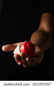 Classic Spinner Top Toy Close Up, Black Background