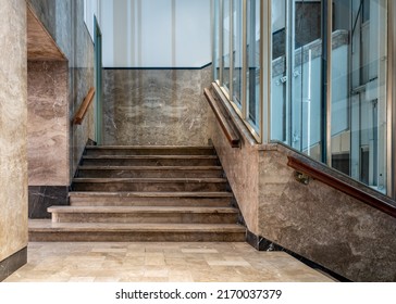 classic stairwell in and empty department store