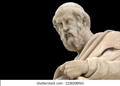 classic statue of Plato from side close up