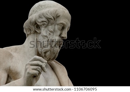 classic statue of Plato from side close up