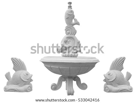 Classic stone fountain basin isolated on white background