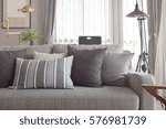 Classic style of pillows and sofa in grey tone color