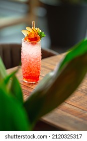 Classic Tiki Cocktail With Tropical Garnish