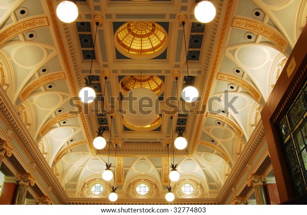 Classic Victorian Ceiling Chamber Historic Parliament Stock Photo