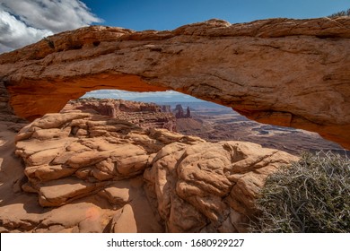 Classic View From Mesa Arch In Canyonlands National Park Outside Of Moab, Utah