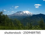 A classic view of Mount St Helens from the Elk Rock lookout in Mount Saint Helens Nattional Volcanic Monument