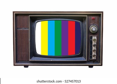 Classic Vintage Retro Style Old  Television With NTSC Tv Pattern Signal For Test Purposes