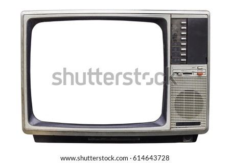 Classic Vintage Retro Style old  television with cut out screen,.old  television on  isolated background.
