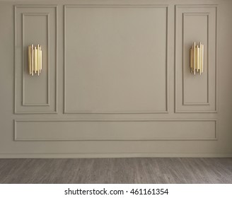 Classic Wall Interior And Modern Frame With Gold Lamp