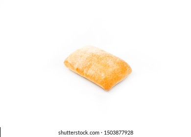 classic white ciabatta sub bread on white backdrop isolate