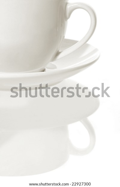 Classic White Coffee Cup Saucer Reflected Stock Photo Edit Now