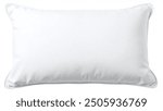 Classic white pillow isolated on white, suitable for bedding and interior design themes.