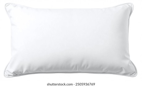 Classic white pillow isolated on white, suitable for bedding and interior design themes.