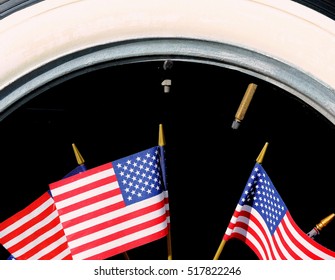 Classic Whitewall Tire With American Flags.