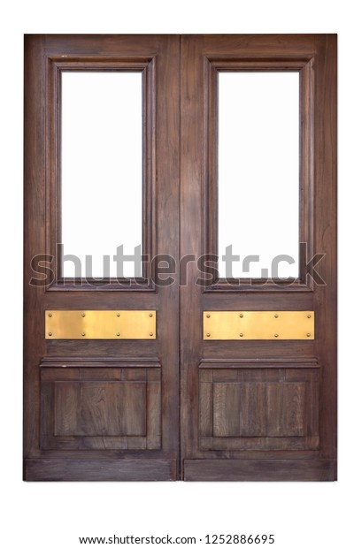 Classic Wood Double Door Clear Glass Stock Photo Edit Now 1252886695